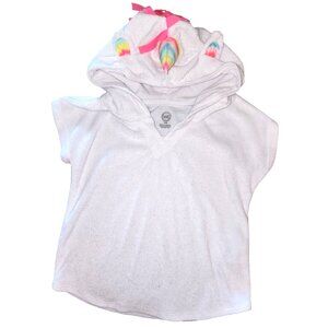 Baby Girl Wonder Nation White Terry Cloth Unicorn Hooded Swimsuit Cover-up 12 Mo